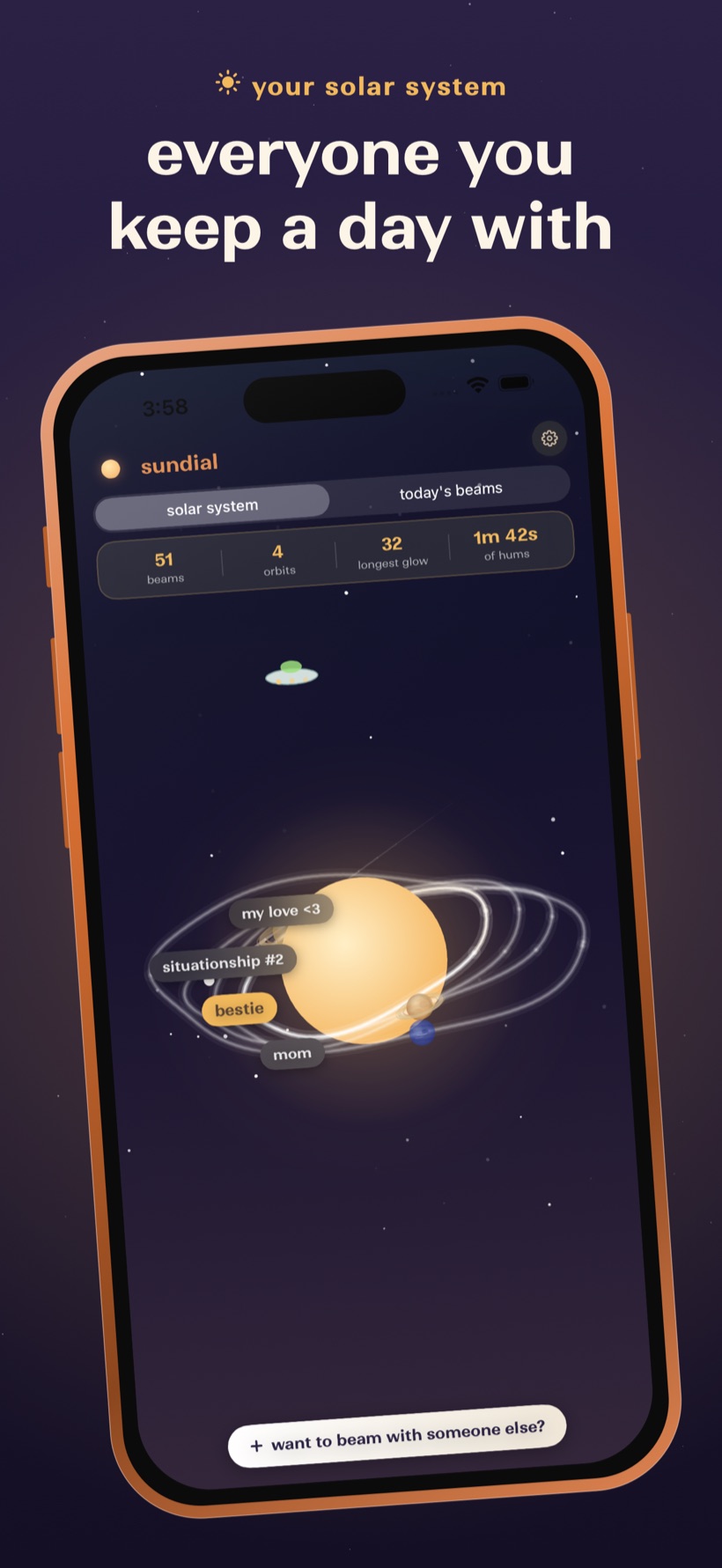 Sundial — your solar system: everyone you keep a day with