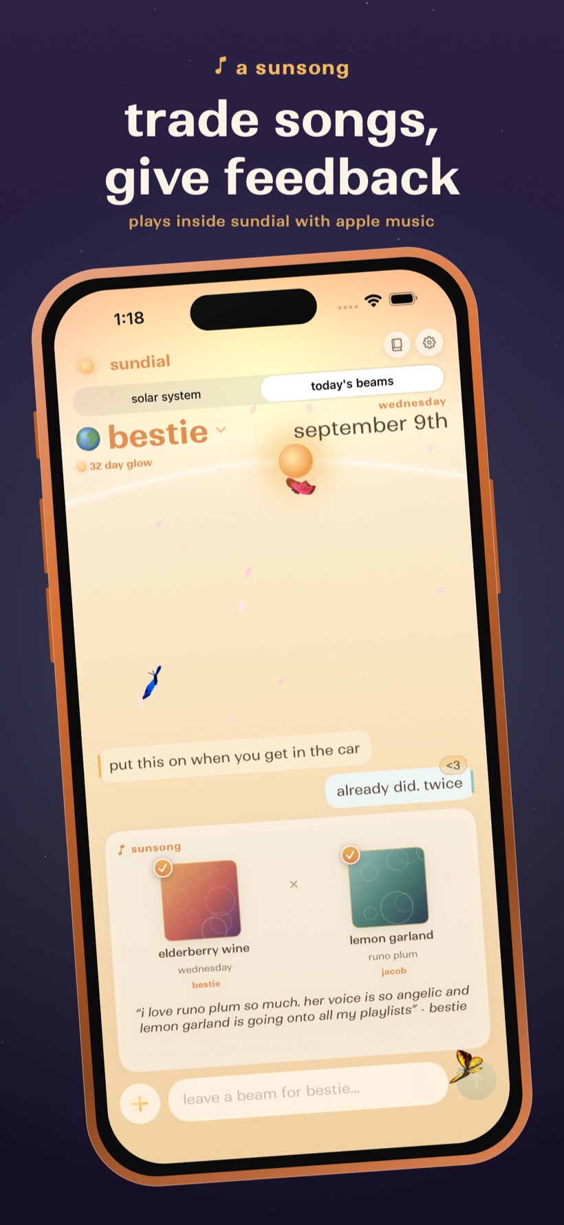 Sundial — a sunsong: trade songs, give feedback